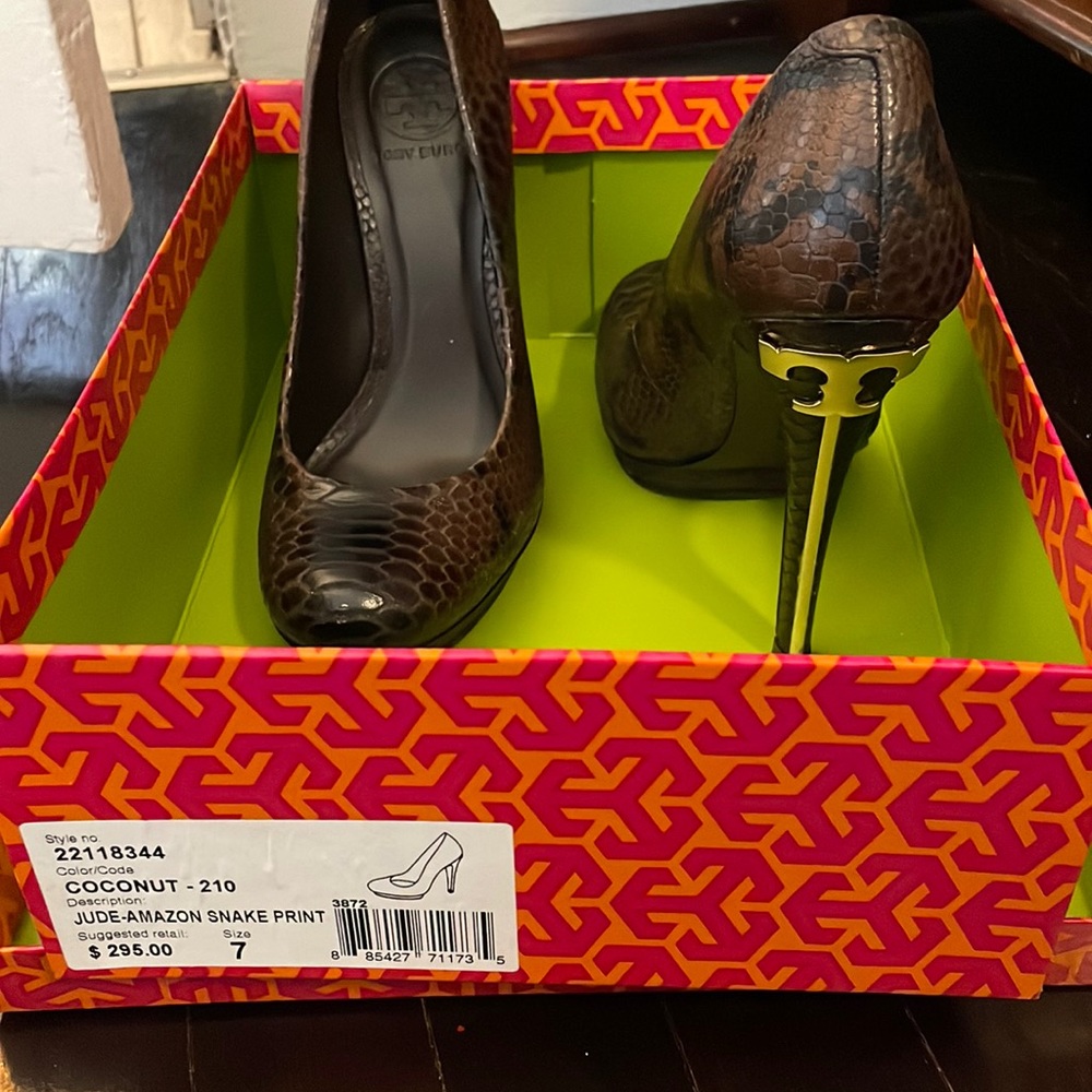 Tory Burch Jude Amazon Snake Print Heels